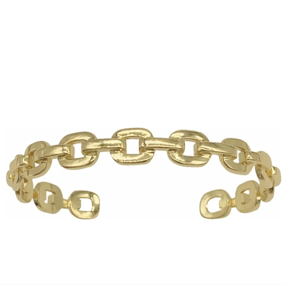 Adornia 14KGP Chain Link Cuff Bracelet - Picture 3 of 7